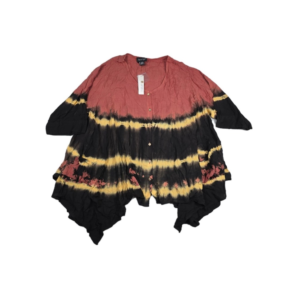Step In Style Women's One Size Boho Hippie Tunic Top Red Gold Black New‎